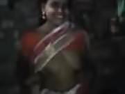 Satin Silk Saree maid showing boobs