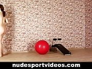 Nude amateur babe practicing sports