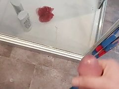 Paul shoots a cum load on the shower screen for me