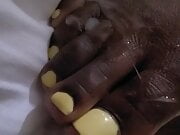 Dropped A Cum Load On Ebony Yellow Toes!