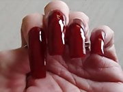 My long nails in dark red