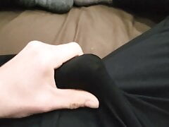 Young twink cums in sisters nike yoga pants and socks