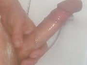 Just me cleaning my cock in the shower soapy wank