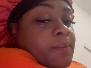 Thick Ebony fucks her huge dildo